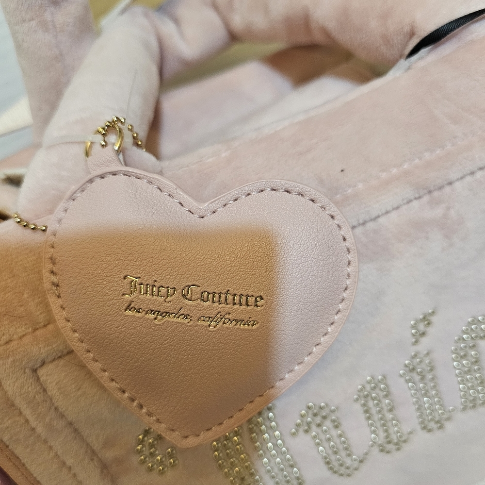 Juicy Couture Pink Mini Velour Logo Tote Crossbody Shoulder Hand Bag - Picture 7 of 14